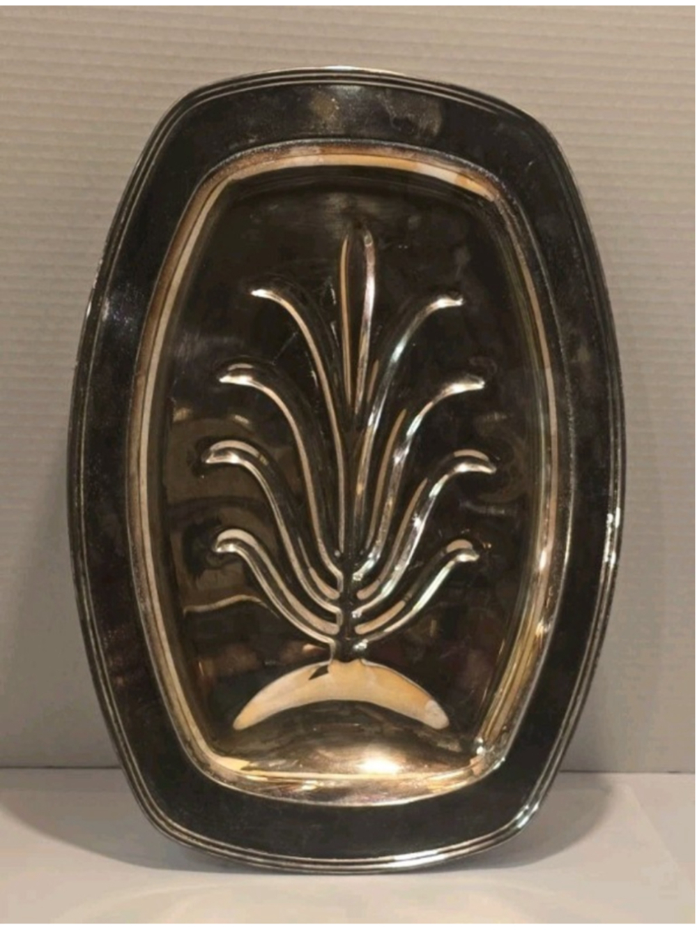 VINTAGE KEYSTONEWARE SILVERPLATE MEAT SERVING DISH SILVER ON COPPER